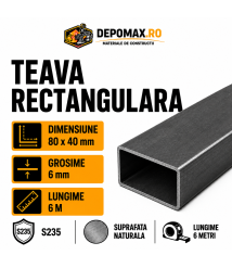 Teava rectangulara 80 x 40 x 6 mm, 6 metri